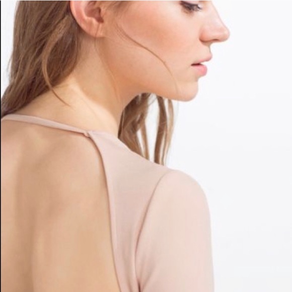 Zara Nude Beige Low Back Long Bodycone Dress Small - Picture 4 of 16